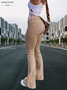 Pantalons pour hommes Streetwear Y2k Marron Femmes Taille Haute Jeans Strecth Bellbottom Mode Harajuku Jambe Large Noir Flare Vêtements Femme 230705