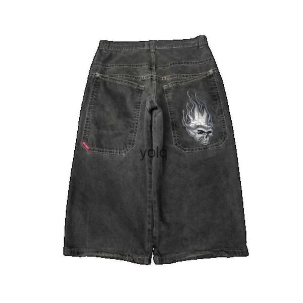 Pantalones para hombres Streetwear Y2K Shorts Harajuku Hip Hop Esqueleto Gráfico Longitud de la rodilla Denim Gym Hombres para mujer Nuevos Hombres góticos Baloncesto Shortyolq