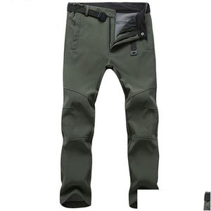 Pantalon masculin extensible étanche des hommes décontractés hivernaux épais chauds toison de requin pantalon pantalon pantalon de ponts de survêtement masculin pour hommes