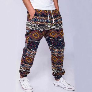 Pantalon pour hommes String décontracté Style national traditionnel imprimé coton et lin pantalons de survêtement ethniques Streetwear