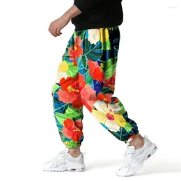 Pantalons pour hommes élégant imprimé floral hommes joggeurs hip hop pantalons de plage hommes décontracté sport actif jogging harajuku streetwear pantalons de survêtement