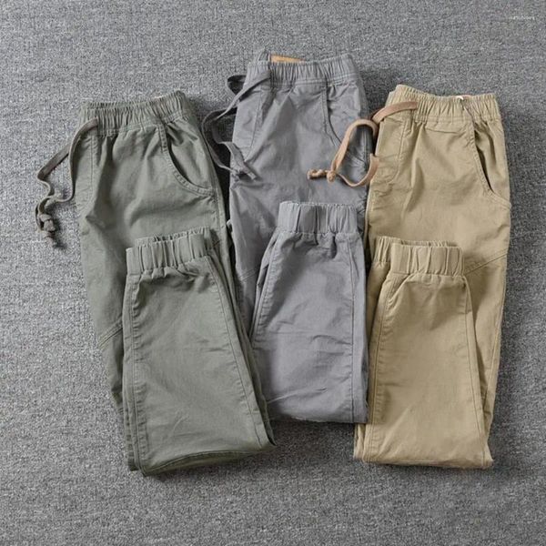 Pantalones de hombre Joggers elegantes con todos los bolsillos a juego Casual Color puro Cargo recortado