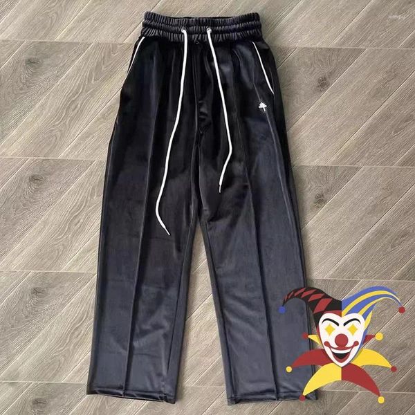 Pantalones para hombres de gamuza bordada vérticabrae chándal para hombres jogger sudor terry pantalones