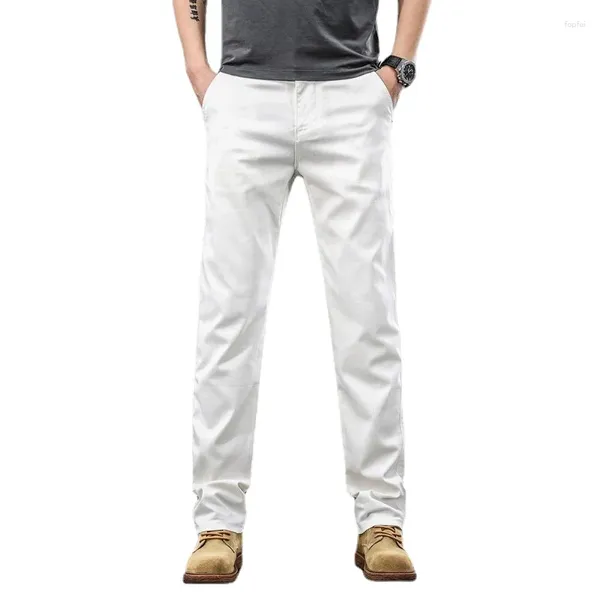 Pantalones para hombres Sulee Otoño Moda Hombres Blanco Pantalón Casual Pierna Recta Suelta Negocios Estilo Clásico Pantalones Suaves Marca Masculina Avanzada