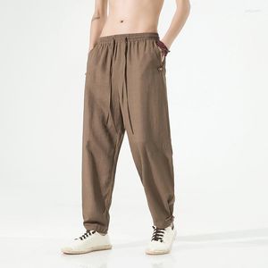 Herenbroek zomer 2023 Chinese mannen mannelijke stijl katoen linnen ademend vaste kleur fitness streetwear plus size m-5xl