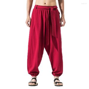 Pantalon homme été 2023 jambe large hommes coton Lnen Bloom hommes rouge chinois Harem homme Pantalon Pantalon Hombre 5XL