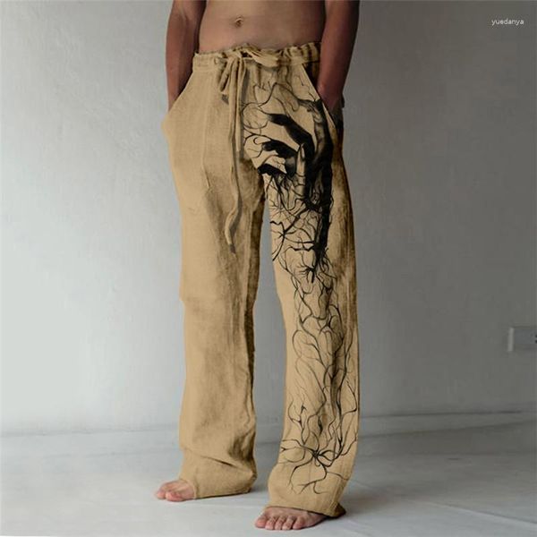 Pantalones de hombre Verano Playa Cordón Cintura elástica Patrón de tubo recto Impreso para comodidad Ocio Vacaciones diarias