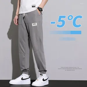 Pantalones de hombres marca de verano algodón algodón suelto longitud de tobillo hombres acogedor acogedor color sólido coreano gris casual harun pantalones machos