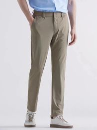 Pantalones de hombre Pantalones casuales transpirables de verano Hombres Estirados Nylon Seda Refrigeración Slim Chinos Hombre Negocios Casual Pantalones largos rectos 230715