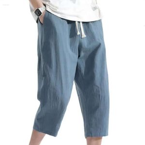Men S Pantalons Summer Coton décontracté coton et lin Tendance de style coréen larre
