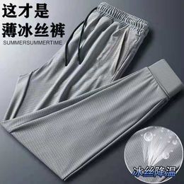 Herenbroek zomer casual broek ijs zijden mesh ademende trainingsbroek mannen strekken airconditioning broek slanke Koreaanse versie 230426