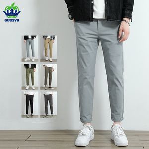 Pantalons pour hommes Pantalons décontractés d'été hommes 97% coton couleur unie mode d'affaires Slim Fit Stretch gris mince pantalon mâle marque vêtements 230822