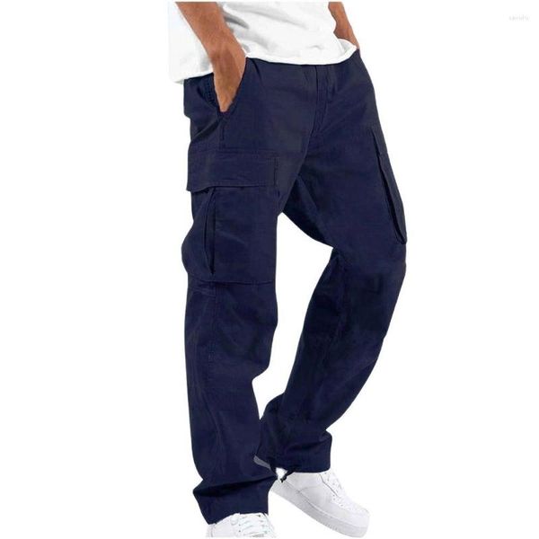 Pantalon masculin mode d'été style euro-américain global / jeunesse à la taille mid de taille multi-poche de type droit tropaniser le cargo s-5xl