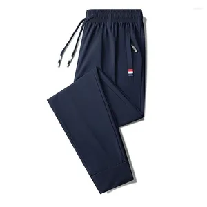 Pantalon masculin de haute qualité de haute qualité Men de soie Menanal Casual ultra mince respirant en sueur rapide et sèche droite jambe droite