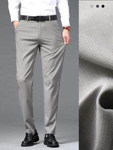 Pantalon masculin d'été de haute qualité luxe lisse et argente d'affaires douce hommes fines couleurs solides de couleur décontractée pantalon de bureau mâle