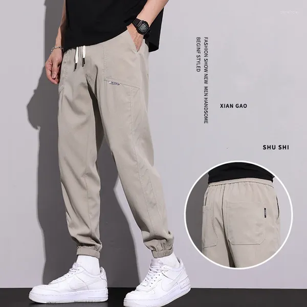 Pantalones para hombres Verano de alta calidad de algodón fino Jogger Hombres Pantalón Cargo Suelto Gris Khak Casual Harem Coreano Hip Hop Sweetpants Pantalones masculinos