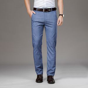 Pantalones para hombres Verano Cintura alta Lino Pantalones para hombres Sueltos Fino Transpirable Trabajo Piernas anchas Clásico Negocios Azul Trausers Masculino Tamaño grande 35 40 42 230316