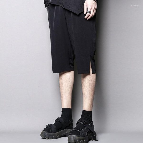 Pantalones para hombres Verano Japonés Simple con diseño de dobladillo dividido Hombres Casual Recortado Corto Gran Moda