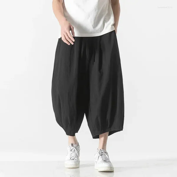 Pantalon d'été pour hommes, grande taille, jambes larges, Harem, Style Harajuku, décontracté, couleur unie, longueur cheville, Jogging, Vintage