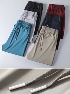 Herenbroek Zomerlichtgewicht Lange zweetbroek Mannen Ademende koeling Nylon Silk Spandex Casual Chino broek Mannelijke rechte broeken T221206