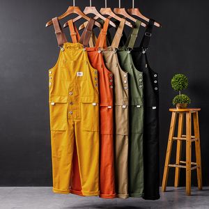Herenbroek Zomer mannen Bib Solid Color Casual Jumpsuit Streetwear Joggers Multi -zakken Fashion Suspenders Cargo Overalls 230317