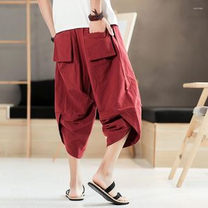 Men's Pants Summer Men Harem Casual Hip Hop Cross-pants Streetwear Trousers Male Drawstring Bloomers Calf-Length Vintage 5XL