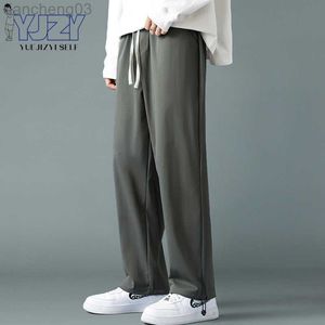 Herenbroek Zomer Heren Casual Ice Silk Pants Nieuwe comfortabele streetwear rechte broek Y2K Wide Leg Suit broek Hip Hop Wild Trousers 2022 W0414