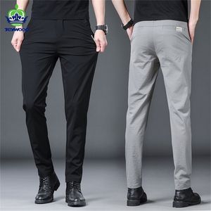 Herenbroek zomerheren stretch slank fit elastische taille formeel bedrijf klassiek Koreaanse dunne casual broek mannelijk zwart grijs 28 38 220826