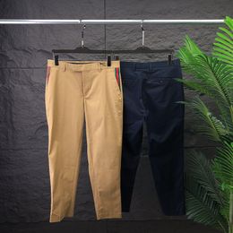 Herenbroek zomer nieuwe mode heren broek counter business casual slanke pak broek plaid letter letter patroon pantsaa2267