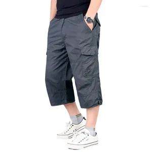 Herenbroek Zomer Outdoor Multi -pocket Work -shorts voor mannen Plus Maat Casual gewas Pure katoenen sport Middle Dun
