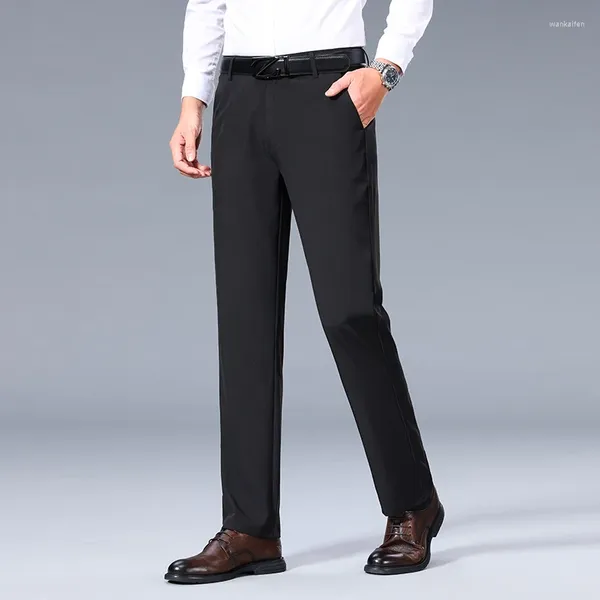 Pantalones de hombre de verano de secado rápido fino tejido modal casual fresco y transpirable corte recto pantalones de negocios ligeros