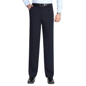 Pantalones de hombre de verano ajustados de cintura alta plisados pantalones casuales de negocios