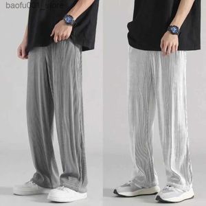 Pantalon pour hommes pantalons droits d'été pour hommes en vrac pantalon de soie de glace élastique