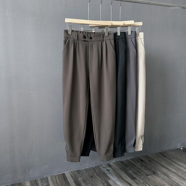 Pantalones para Hombre Traje Recto De Verano Clásico Color Sólido Simple Negocio Casual Slim Pies Pequeños Pantalones Masculino Caqui Blanco