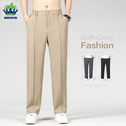 Pantalones de hombre Verano Estiramiento Casual Delgado Negocios Cintura elástica Pantalones Hombre Caqui Suelto Pantalón recto Ropa Tallas grandes M 4XL 230711