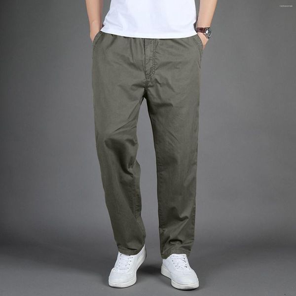 Pantalones de chándal de verano para hombre, pantalones de cintura elástica con cordones y bolsillos de algodón sueltos para hombre, ropa informal holgada de Fitness para hombre