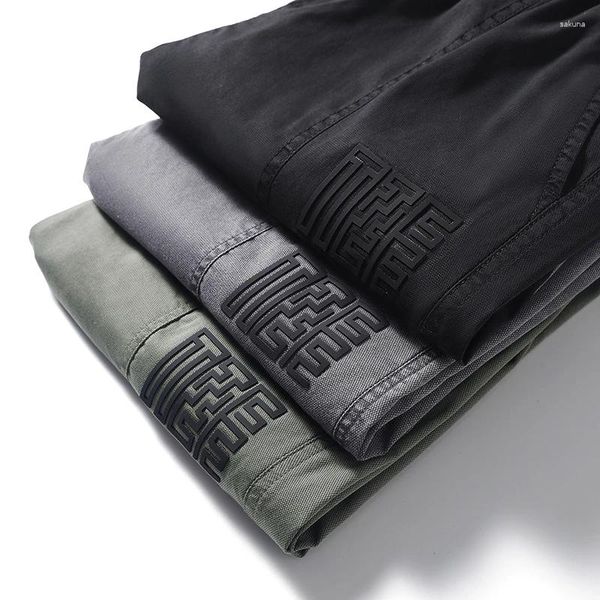 Pantalones de hombre de verano finos transpirables de dos prendas holgados con cintura elástica y puños informales para hombres