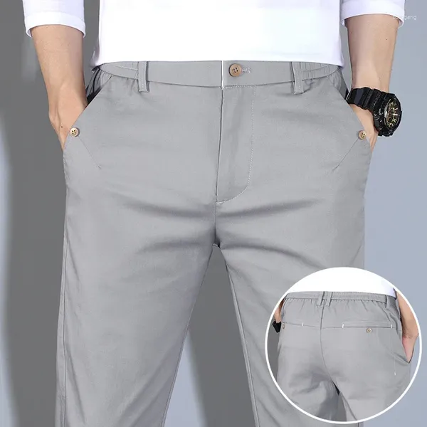 Pantalones para hombres verano delgada delgada hombres casuales 3 colores de estilo clásico de moda