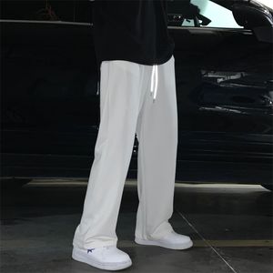 Pantalons pour hommes été minces pantalons décontractés mode pour hommes gris noir blanc pantalons larges hommes Streetwear lâche droite Joggers pantalons de survêtement hommes 220922