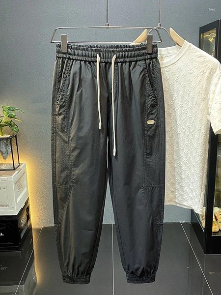 Pantalones para hombres verano delgada marca de moda de trabajo de trabajo suelto suelto de tobillo high street ruoshuai twawning pantalones de chándal