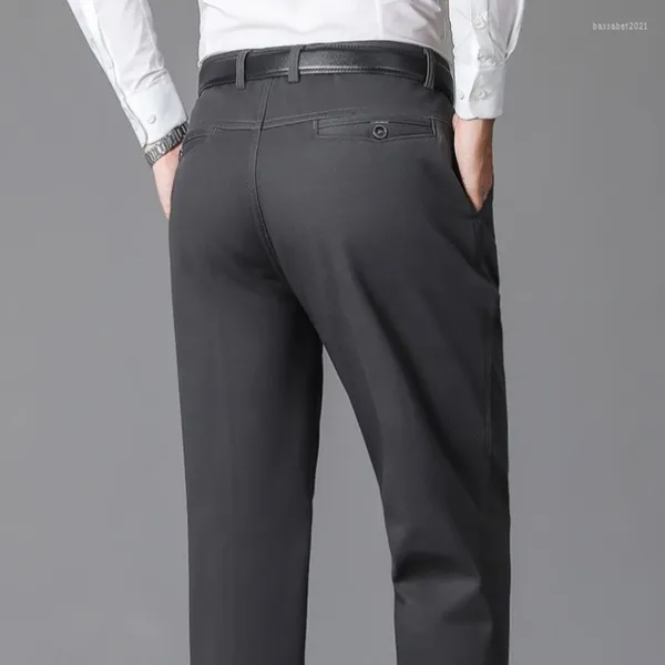 Pantalones de hombre de verano finos de algodón de otoño pantalones gruesos de marca de moda Cargo Smart Casual sólido caqui gris traje pantalón Gozbkf