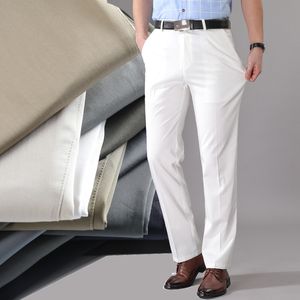 Pantalons pour hommes été minces hommes décontracté coton mercerisé taille haute lâche hommes d'affaires Stretch droit long pantalon modal qualité 230324