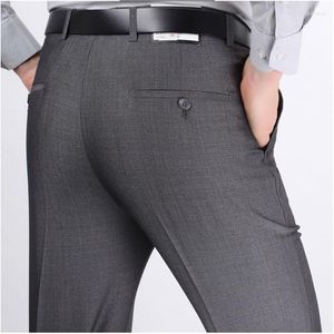 Pantalones de verano para hombre, finos, de mediana edad y ancianos, traje doble plisado, cintura alta, holgados, informales de negocios