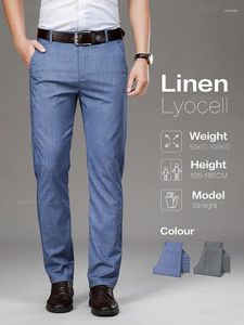 Pantalon masculin d'été mince lyocell en tissu de lin respirant