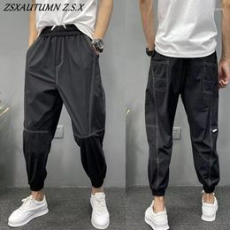 Mannen Broek Zomer Dunne Trend Vrije Tijd Zwarte Broek Losse Knappe Koreaanse Mode Sneldrogende Haren Mannelijke Vintage Pantalones Hombre