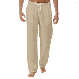 Pantalon d'été en lin pour homme, en coton respirant, couleur unie, Fitness, Streetwear, survêtement