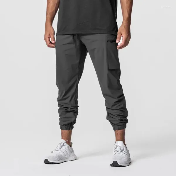 Pantalons pour hommes Pantalons de survêtement Hommes Cargo Pantalon décontracté de couleur unie avec bretelles de poche non zippées