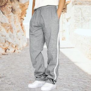 Pantalons pour hommes Pantalons de survêtement Hommes Casual Loose Fit Side Stripe Sport avec taille de cordon pour l'entraînement de gym Jogging doux