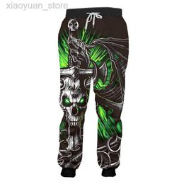 Herenbroek joggingbroek mannen koele print groene schedelhoorn 3d jogger broek casual hiphop streetwear volledige lengte broek m230408