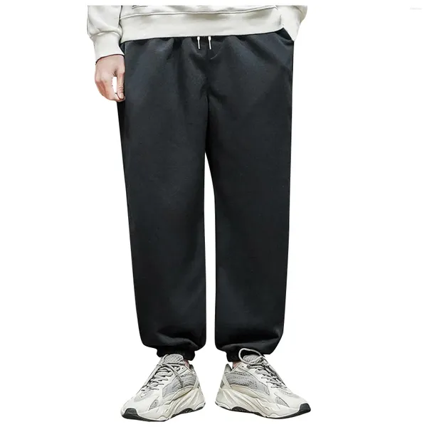 Pantalons pour hommes pantalons de survêtement hommes mode couleur unie lâche confortable sport course été respirant sueur ajustement hommes culottes noir